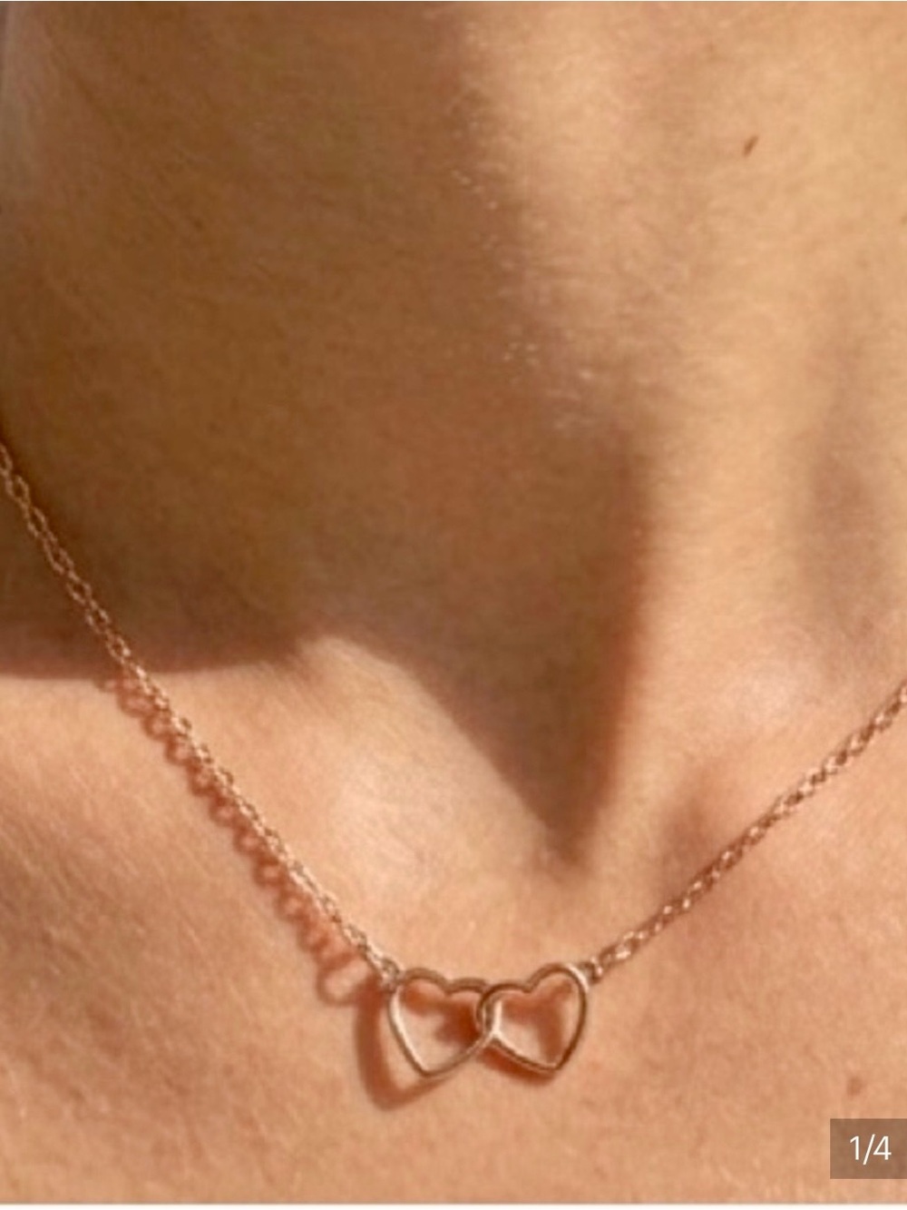 Double heart gold like necklace